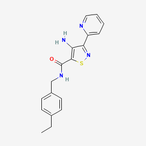 molecular formula C18H18N4OS B11198536 4-amino-N-(4-ethylbenzyl)-3-(pyridin-2-yl)-1,2-thiazole-5-carboxamide 