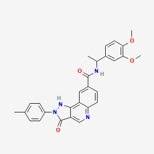 N-[1-(3,4-dimethoxyphenyl)ethyl]-2-(4-methylphenyl)-3-oxo-2H,3H,5H-pyrazolo[4,3-c]quinoline-8-carboxamide