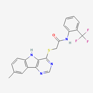 molecular formula C20H15F3N4OS B11198567 2-({8-Methyl-5H-pyrimido[5,4-B]indol-4-YL}sulfanyl)-N-[2-(trifluoromethyl)phenyl]acetamide 