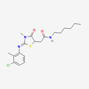 2-[(2E)-2-[(3-Chloro-2-methylphenyl)imino]-3-methyl-4-oxo-1,3-thiazolidin-5-YL]-N-hexylacetamide