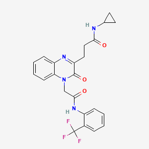 molecular formula C23H21F3N4O3 B11198629 N-Cyclopropyl-3-[3-oxo-4-({[2-(trifluoromethyl)phenyl]carbamoyl}methyl)-3,4-dihydroquinoxalin-2-YL]propanamide 