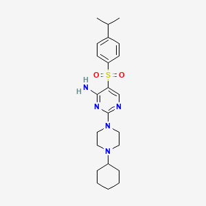 molecular formula C23H33N5O2S B11198659 2-(4-Cyclohexylpiperazin-1-yl)-5-{[4-(propan-2-yl)phenyl]sulfonyl}pyrimidin-4-amine 