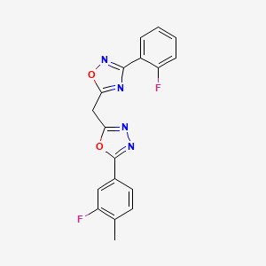 5-{[5-(3-Fluoro-4-methylphenyl)-1,3,4-oxadiazol-2-yl]methyl}-3-(2-fluorophenyl)-1,2,4-oxadiazole