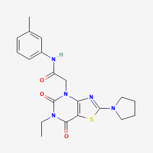 2-(6-Ethyl-5,7-dioxo-2-(pyrrolidin-1-yl)-6,7-dihydrothiazolo[4,5-d]pyrimidin-4(5H)-yl)-N-(m-tolyl)acetamide