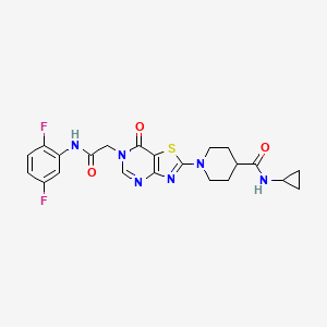 N-Cyclopropyl-1-(6-{[(2,5-difluorophenyl)carbamoyl]methyl}-7-oxo-6H,7H-[1,3]thiazolo[4,5-D]pyrimidin-2-YL)piperidine-4-carboxamide