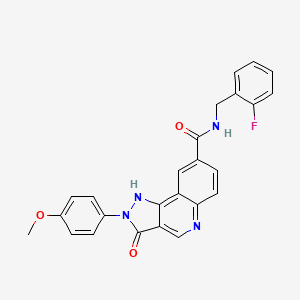 molecular formula C25H19FN4O3 B11198884 N-[(2-fluorophenyl)methyl]-2-(4-methoxyphenyl)-3-oxo-2H,3H,5H-pyrazolo[4,3-c]quinoline-8-carboxamide 