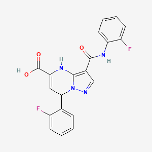 molecular formula C20H14F2N4O3 B11198899 7-(2-Fluorophenyl)-3-[(2-fluorophenyl)carbamoyl]-4,7-dihydropyrazolo[1,5-a]pyrimidine-5-carboxylic acid 