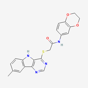 N-(2,3-Dihydro-1,4-benzodioxin-6-YL)-2-({8-methyl-5H-pyrimido[5,4-B]indol-4-YL}sulfanyl)acetamide