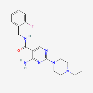 molecular formula C19H25FN6O B11198973 4-amino-N-(2-fluorobenzyl)-2-[4-(propan-2-yl)piperazin-1-yl]pyrimidine-5-carboxamide 