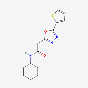 molecular formula C14H17N3O2S B11199035 N-Cyclohexyl-2-[5-(thiophen-2-YL)-1,3,4-oxadiazol-2-YL]acetamide 