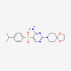 2-(1,4-Dioxa-8-azaspiro[4.5]dec-8-yl)-5-{[4-(propan-2-yl)phenyl]sulfonyl}pyrimidin-4-amine