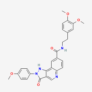 molecular formula C28H26N4O5 B11199103 N-(sec-butyl)-2-piperazin-1-yl-5-{[(2,4,5-trimethylphenyl)sulfonyl]amino}nicotinamide 