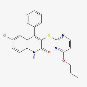 6-chloro-4-phenyl-3-[(4-propoxypyrimidin-2-yl)sulfanyl]quinolin-2(1H)-one