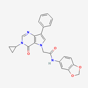 N-(1,3-benzodioxol-5-yl)-2-(3-cyclopropyl-4-oxo-7-phenyl-3,4-dihydro-5H-pyrrolo[3,2-d]pyrimidin-5-yl)acetamide