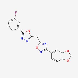 3-(1,3-Benzodioxol-5-yl)-5-{[5-(3-fluorophenyl)-1,3,4-oxadiazol-2-yl]methyl}-1,2,4-oxadiazole