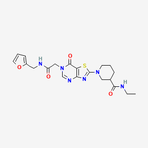 molecular formula C20H24N6O4S B11199192 N-ethyl-1-(6-{2-[(furan-2-ylmethyl)amino]-2-oxoethyl}-7-oxo-6,7-dihydro[1,3]thiazolo[4,5-d]pyrimidin-2-yl)piperidine-3-carboxamide 