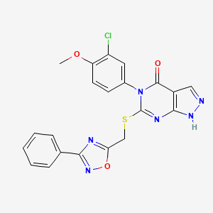 2-({2-[4-(4-Fluorophenyl)piperazin-1-yl]-2-oxoethyl}thio)-3-[(2-methylphenyl)thio]pyrazine