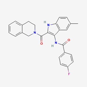 4-Fluoro-N-[5-methyl-2-(1,2,3,4-tetrahydroisoquinoline-2-carbonyl)-1H-indol-3-YL]benzamide