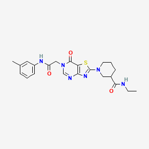 N-Ethyl-1-(6-{[(3-methylphenyl)carbamoyl]methyl}-7-oxo-6H,7H-[1,3]thiazolo[4,5-D]pyrimidin-2-YL)piperidine-3-carboxamide