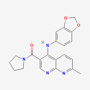 (4-(Benzo[d][1,3]dioxol-5-ylamino)-7-methyl-1,8-naphthyridin-3-yl)(pyrrolidin-1-yl)methanone