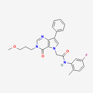 molecular formula C25H25FN4O3 B11199317 N-(5-fluoro-2-methylphenyl)-2-[3-(3-methoxypropyl)-4-oxo-7-phenyl-3,4-dihydro-5H-pyrrolo[3,2-d]pyrimidin-5-yl]acetamide 