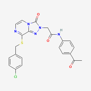 molecular formula C22H18ClN5O3S B11199354 N-(4-acetylphenyl)-2-{8-[(4-chlorobenzyl)sulfanyl]-3-oxo[1,2,4]triazolo[4,3-a]pyrazin-2(3H)-yl}acetamide 