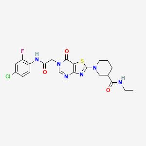 1-(6-{2-[(4-chloro-2-fluorophenyl)amino]-2-oxoethyl}-7-oxo-6,7-dihydro[1,3]thiazolo[4,5-d]pyrimidin-2-yl)-N-ethylpiperidine-3-carboxamide