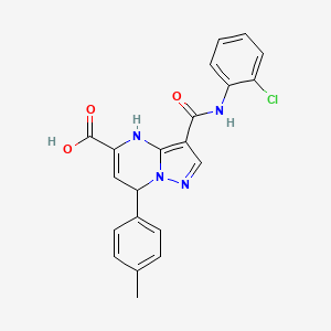 molecular formula C21H17ClN4O3 B11199397 3-[(2-Chlorophenyl)carbamoyl]-7-(4-methylphenyl)-4,7-dihydropyrazolo[1,5-a]pyrimidine-5-carboxylic acid 