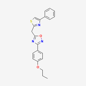 5-[(4-Phenyl-1,3-thiazol-2-yl)methyl]-3-(4-propoxyphenyl)-1,2,4-oxadiazole