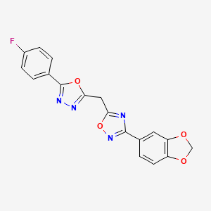 3-(1,3-Benzodioxol-5-yl)-5-{[5-(4-fluorophenyl)-1,3,4-oxadiazol-2-yl]methyl}-1,2,4-oxadiazole