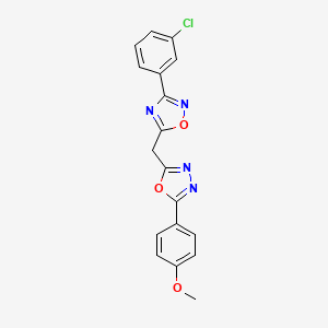 molecular formula C18H13ClN4O3 B11199482 3-(3-Chlorophenyl)-5-{[5-(4-methoxyphenyl)-1,3,4-oxadiazol-2-yl]methyl}-1,2,4-oxadiazole 