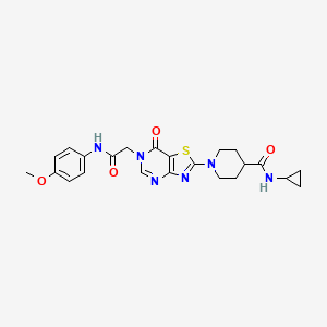 N-Cyclopropyl-1-(6-{[(4-methoxyphenyl)carbamoyl]methyl}-7-oxo-6H,7H-[1,3]thiazolo[4,5-D]pyrimidin-2-YL)piperidine-4-carboxamide