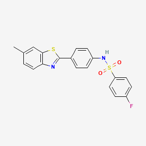 4-fluoro-N-[4-(6-methyl-1,3-benzothiazol-2-yl)phenyl]benzenesulfonamide