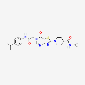 N-cyclopropyl-1-[7-oxo-6-(2-oxo-2-{[4-(propan-2-yl)phenyl]amino}ethyl)-6,7-dihydro[1,3]thiazolo[4,5-d]pyrimidin-2-yl]piperidine-4-carboxamide