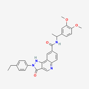 N-[1-(3,4-dimethoxyphenyl)ethyl]-2-(4-ethylphenyl)-3-oxo-2H,3H,5H-pyrazolo[4,3-c]quinoline-8-carboxamide