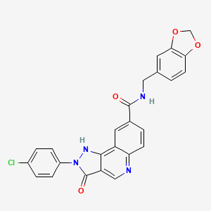 N-(benzo[d][1,3]dioxol-5-ylmethyl)-2-(4-chlorophenyl)-3-oxo-3,5-dihydro-2H-pyrazolo[4,3-c]quinoline-8-carboxamide