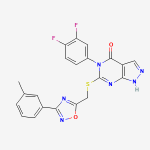 5-(3,4-difluorophenyl)-6-[[3-(3-methylphenyl)-1,2,4-oxadiazol-5-yl]methylsulfanyl]-1H-pyrazolo[3,4-d]pyrimidin-4-one