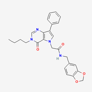 N-(1,3-benzodioxol-5-ylmethyl)-2-(3-butyl-4-oxo-7-phenyl-3,4-dihydro-5H-pyrrolo[3,2-d]pyrimidin-5-yl)acetamide