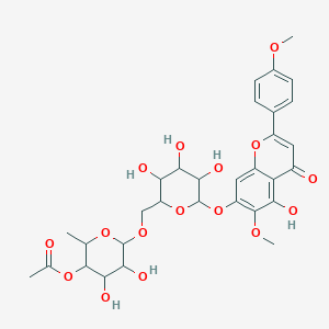 4,5-Dihydroxy-2-methyl-6-[(3,4,5-trihydroxy-6-{[5-hydroxy-6-methoxy-2-(4-methoxyphenyl)-4-oxo-4H-chromen-7-YL]oxy}oxan-2-YL)methoxy]oxan-3-YL acetate