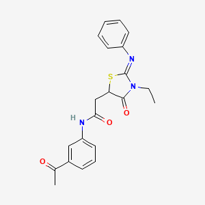 N-(3-acetylphenyl)-2-[(2E)-3-ethyl-4-oxo-2-(phenylimino)-1,3-thiazolidin-5-yl]acetamide