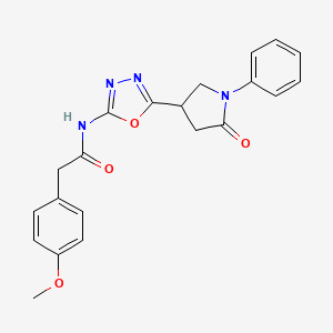 2-(4-methoxyphenyl)-N-[5-(5-oxo-1-phenylpyrrolidin-3-yl)-1,3,4-oxadiazol-2-yl]acetamide