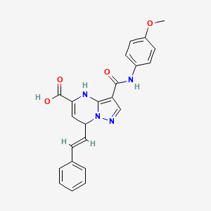 3-[(4-methoxyphenyl)carbamoyl]-7-[(E)-2-phenylethenyl]-4,7-dihydropyrazolo[1,5-a]pyrimidine-5-carboxylic acid