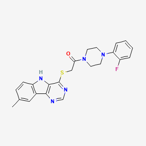 1-[4-(2-fluorophenyl)piperazin-1-yl]-2-[(8-methyl-5H-pyrimido[5,4-b]indol-4-yl)sulfanyl]ethanone