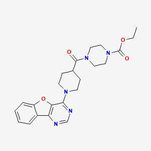 molecular formula C23H27N5O4 B11200008 Ethyl 4-{[1-([1]benzofuro[3,2-d]pyrimidin-4-yl)piperidin-4-yl]carbonyl}piperazine-1-carboxylate 