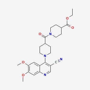 Ethyl 1-[1-(3-cyano-6,7-dimethoxyquinolin-4-yl)piperidine-4-carbonyl]piperidine-4-carboxylate