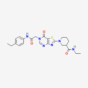 N-ethyl-1-(6-{2-[(4-ethylphenyl)amino]-2-oxoethyl}-7-oxo-6,7-dihydro[1,3]thiazolo[4,5-d]pyrimidin-2-yl)piperidine-3-carboxamide