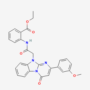 molecular formula C28H24N4O5 B11200054 ethyl 2-({[2-(3-methoxyphenyl)-4-oxopyrimido[1,2-a]benzimidazol-10(4H)-yl]acetyl}amino)benzoate 