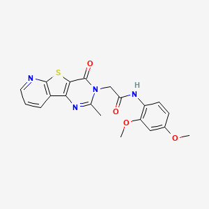 N-(2,4-dimethoxyphenyl)-2-(4-methyl-6-oxo-8-thia-3,5,10-triazatricyclo[7.4.0.02,7]trideca-1(9),2(7),3,10,12-pentaen-5-yl)acetamide