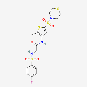 2-(4-Fluorobenzenesulfonamido)-N-[2-methyl-5-(thiomorpholine-4-sulfonyl)thiophen-3-YL]acetamide