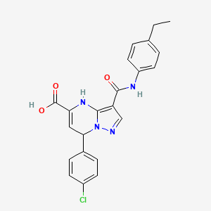 7-(4-Chlorophenyl)-3-[(4-ethylphenyl)carbamoyl]-4,7-dihydropyrazolo[1,5-a]pyrimidine-5-carboxylic acid